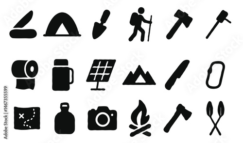 camping icon set 