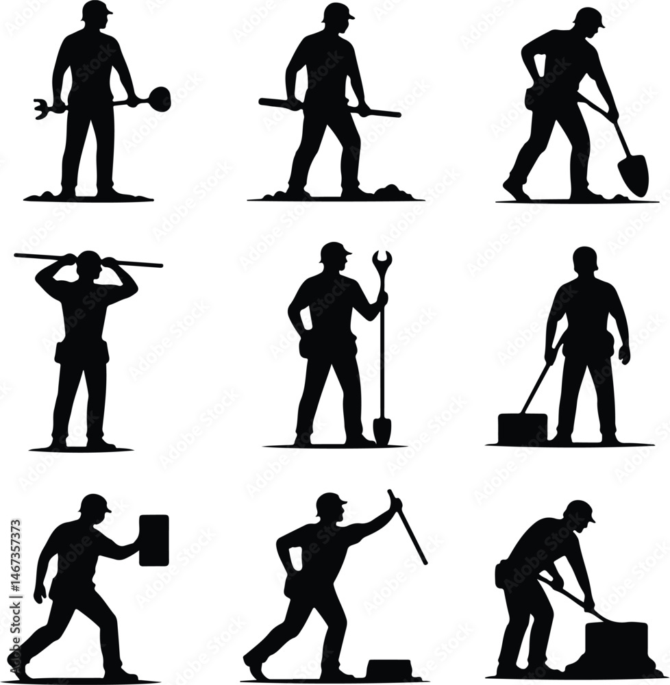 Obraz premium Male Body Posing Silhouette Set | Human Figure Art Poses Man Body Pose Vector Silhouettes | Fitness & Model Reference