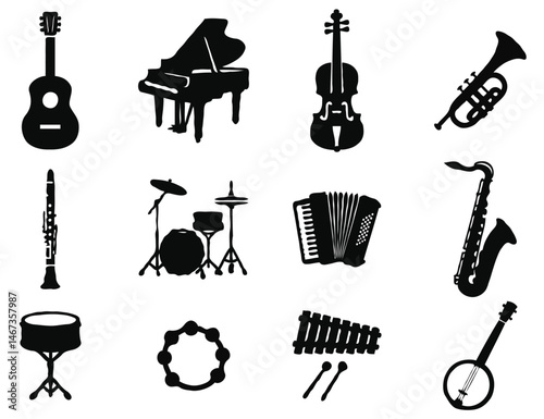 musical instrument icon set
