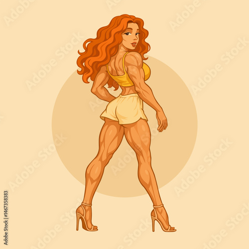 Muscular Woman Posing in High Heels