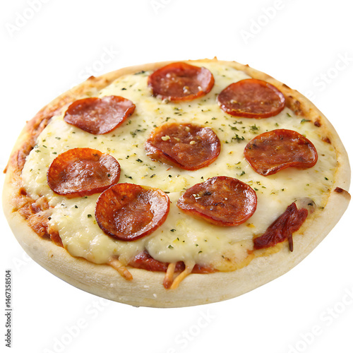 A single whole mini pizza isolated on a transparent background