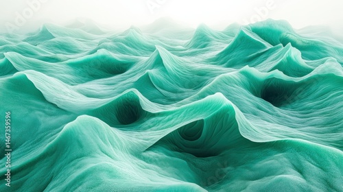 Azure, textured waves, abstract landscape.  Intricate, flowing forms, ethereal, turquoise