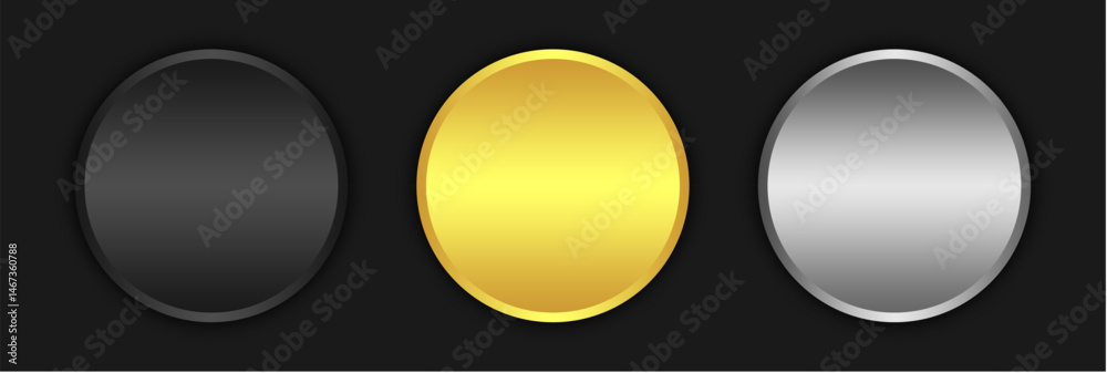 black, gold and silver web button