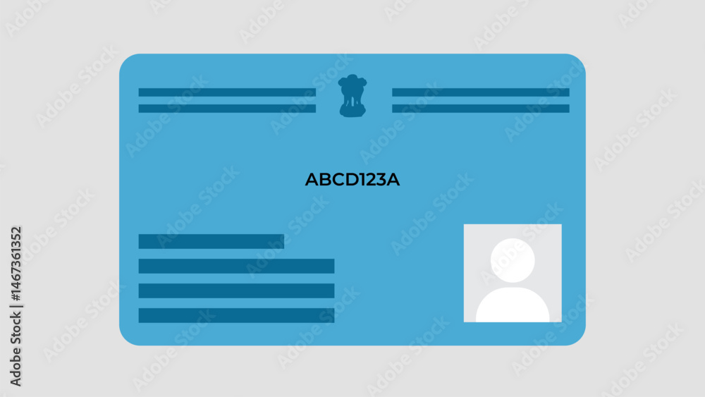 Dummy Pan card, unique identity document for Indian citizen issued by Government of India. Vector Dummy Pan card, unique identity document for Indian citizen issued by Government of India. Vector