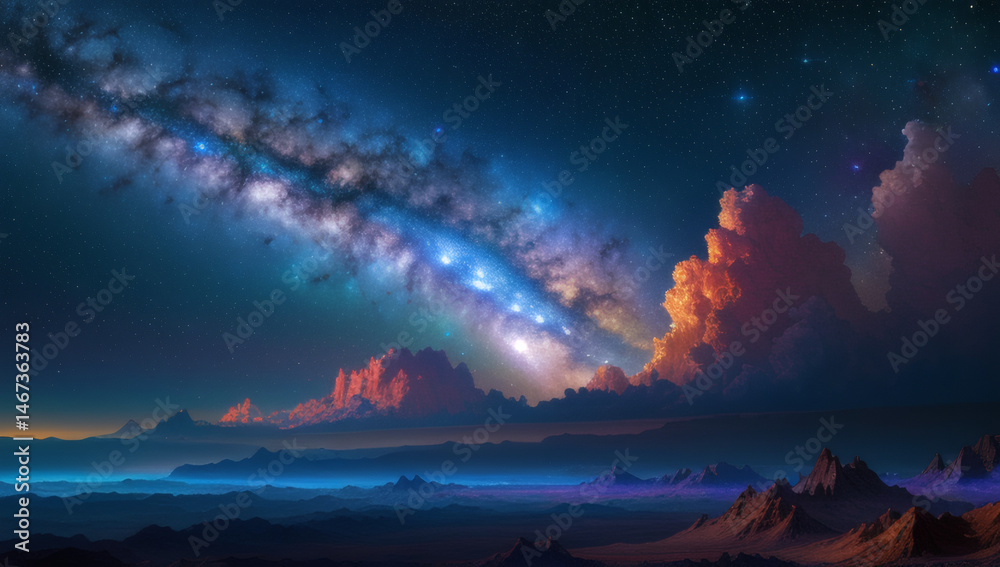 Fototapeta premium space scene with stars and clouds