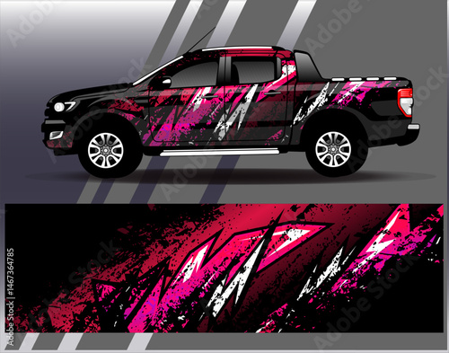 Car wrap design vector. Graphic abstract stripe racing background designs for vehicle, rally, race, adventure and car racing livery