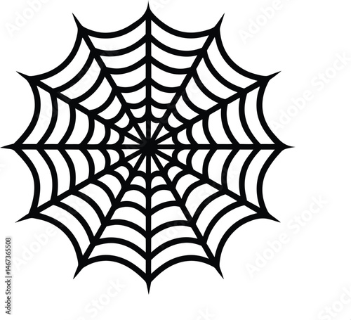 Single Spider Web Illustration Black and White Vector Art Featuring Intricate Web Design Perfect for Halloween Decorations Digital Art Crafts Party Graphics and Spooky Creative Projects

