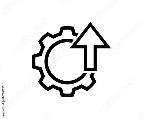 Gear arrow icon. Symbol of efficiency, progress, growth and success. Operational excellence vector design and illustration.


