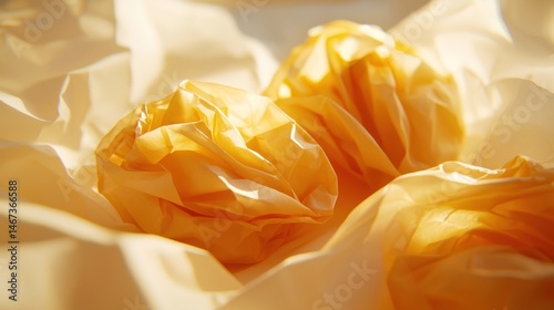 Two golden, wrapped objects illuminated by sunlight.
