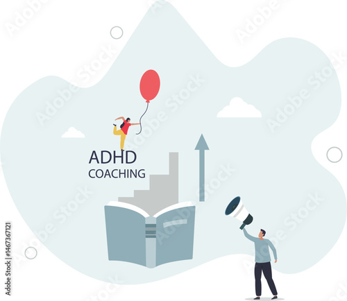 ADHD coaching or learning how to deal with mental problem.Attention deficit and hyperactivity disorder challenge for children . character life .