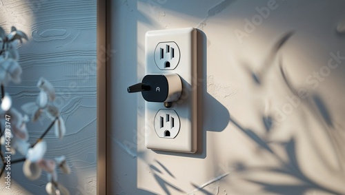 Photorealistic image of a wall power outlet with usb photo