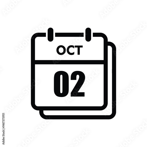 calender icon, 02 october icon with white background