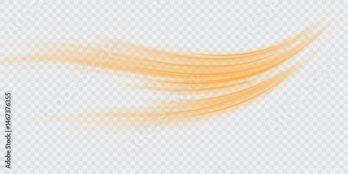 Elegant golden swirl on a white background. Shimmering yellow curl perfect for festive designs. Luxurious gold ribbon-like curve. Vector PNG for twirls, lines, curves, ropes, and stripe decorations. 
