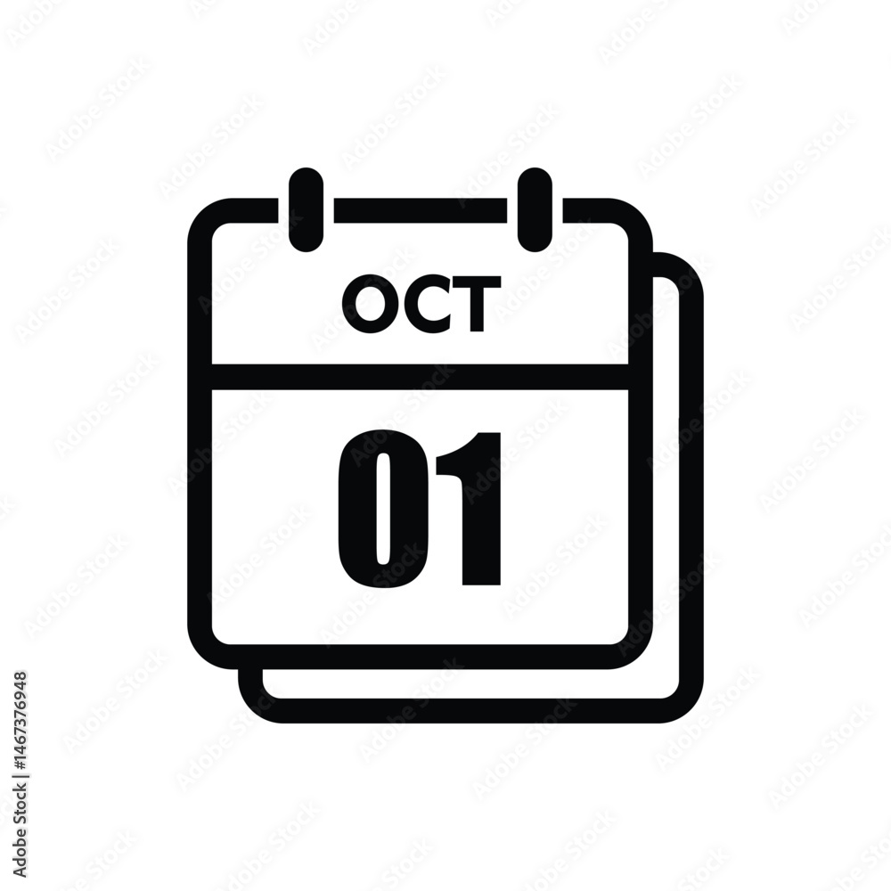calender icon, 01 october icon with white background calender icon, 01 october icon with white background