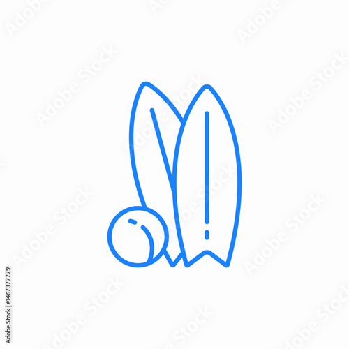 surfboards and ball icon sign vector
