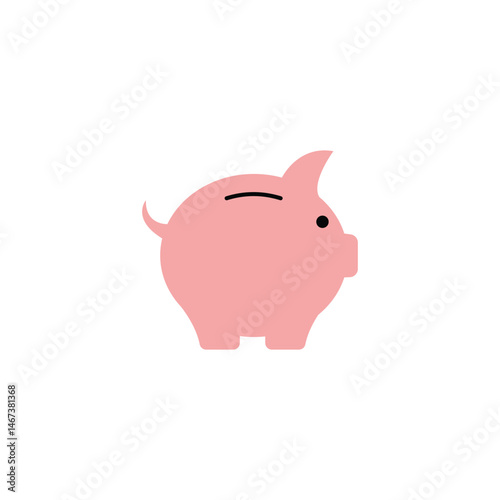 Simple pink piggy bank icon on a white background, symbolizing savings, finance, and money management. Ideal for financial apps, banking services, or budgeting tools.