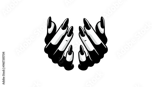 nails paint vector icon and logo in black and white color 