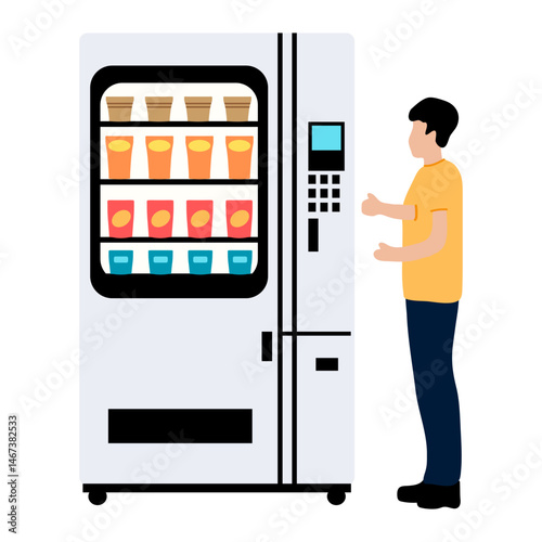 Illustration of Person Using a Vending Machine