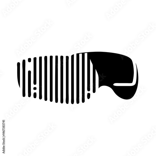 Abstract graphic depiction of virtual reality headset with a striped pattern
