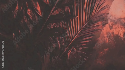 Close-up view of intricate reddish-brown leaves and foliage. © kenshin