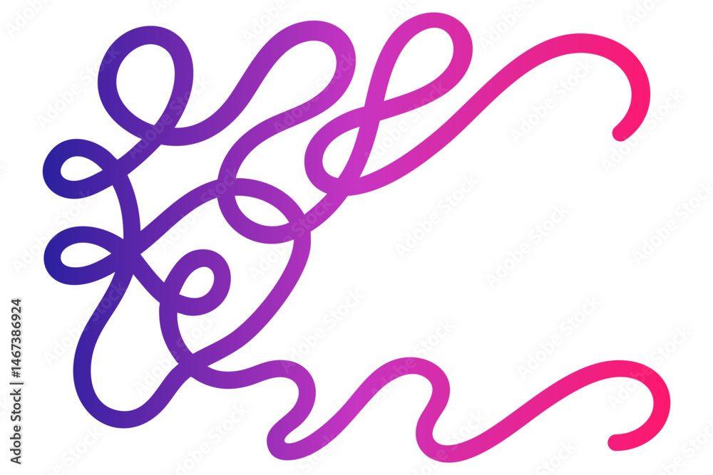 Fototapeta premium Abstract wavy pattern with line colorful shape. Vibrant abstract design featuring flowing, intertwined lines in purple and pink gradients, ideal for modern art, backgrounds, or creative projects