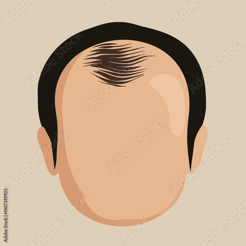 Minimalist vector illustration of male baldness with receding hairline and thinning hair on top in flat design style for hair loss concept