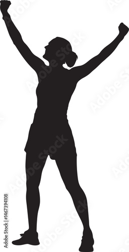 Victorious Woman Silhouette | Strong Confident Female | Empowerment Pose | Inspirational Figure | Uplifting Victory Stance