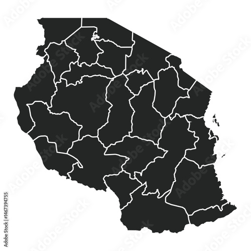 Tanzania Layout for Infographics and Design with Regional Detail