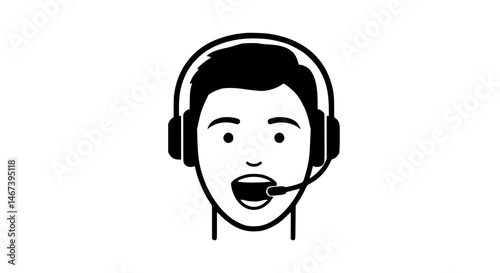 Live streamer face black and white icon