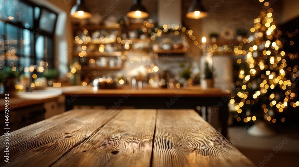 Obraz premium Cozy dining room adorned with Christmas decorations creating a warm atmosphere perfect for holiday gatherings