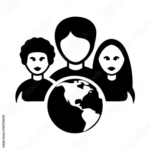 Global Community Unity Three individuals symbolizing diverse global perspectives and representation
