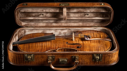 Exquisite Violin Residing in its Handcrafted Case