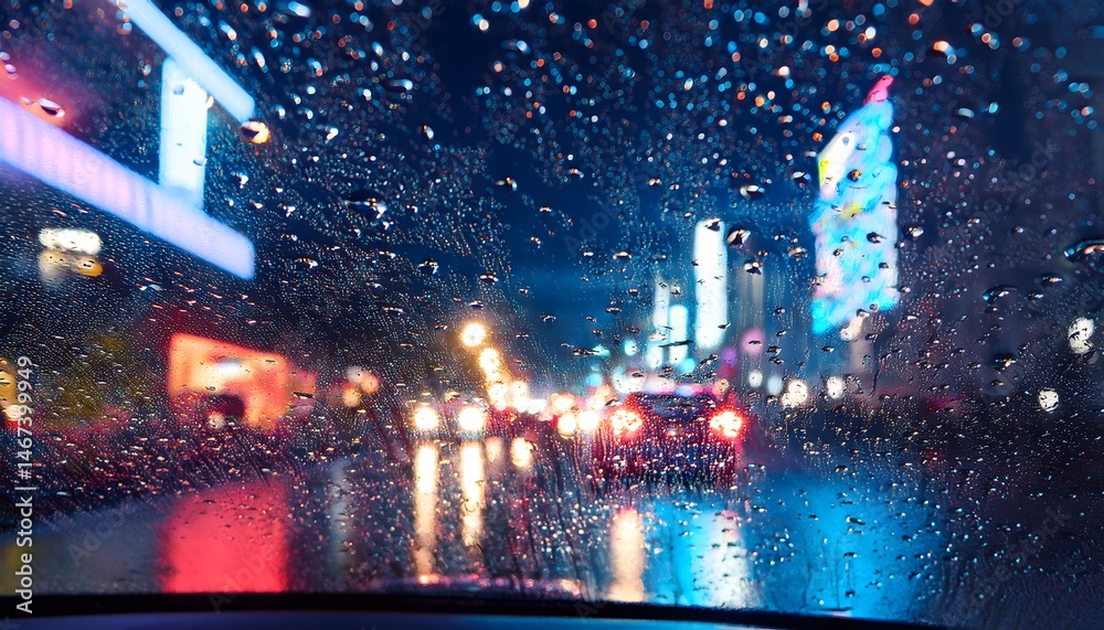 Obraz premium Abstract summer Prism Rain on Windshield background