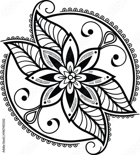 Mandala illustration art for coloring book page