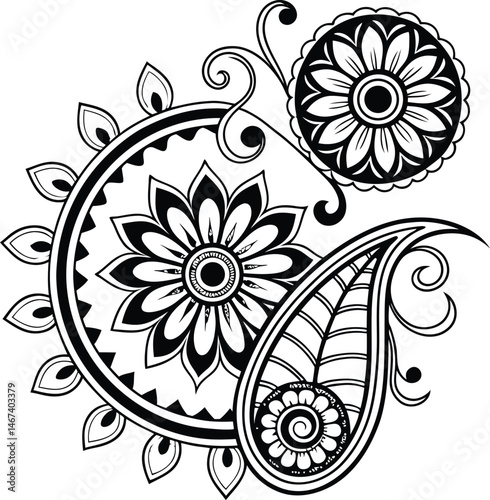 Mandala illustration art for coloring book page