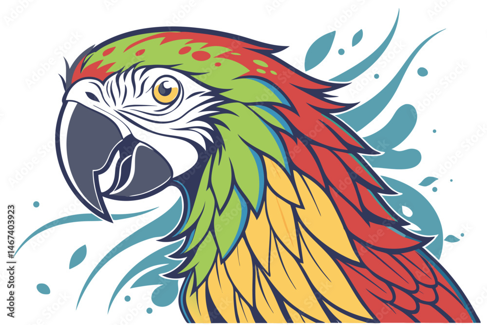 Fototapeta premium Parrot head designs on clean background. Macaw. Birds. Wildlife Animals.