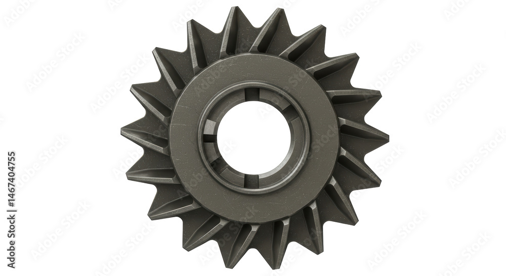 Isolated Sharp Toothed Gear with Central Hole on White Isolated Sharp Toothed Gear with Central Hole on White