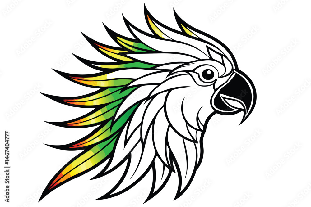 Obraz premium Parrot head designs on clean background. Macaw. Birds. Wildlife Animals.