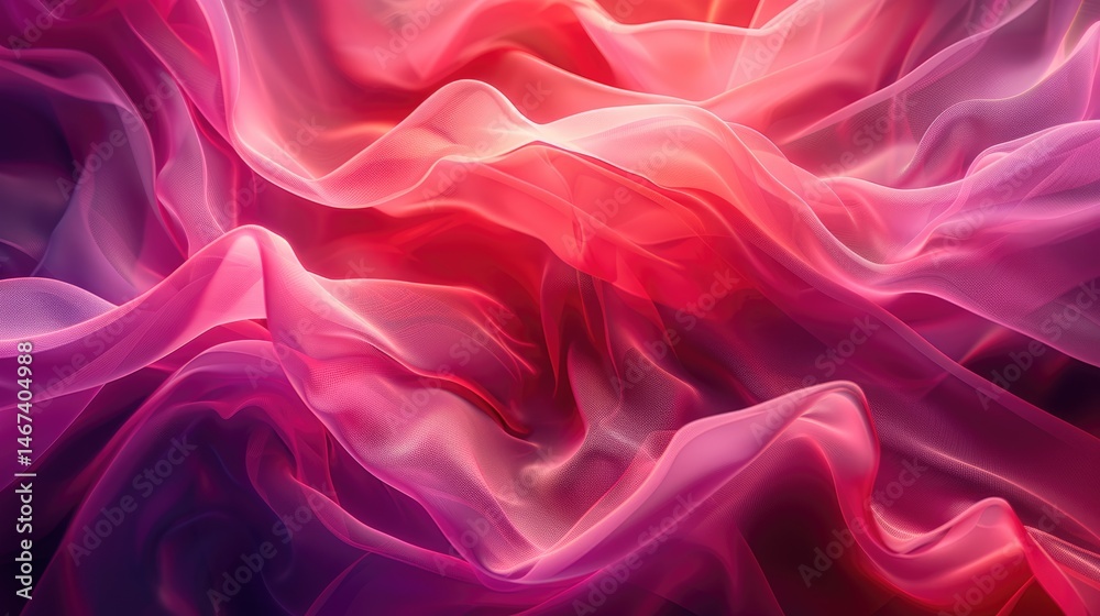 Obraz premium Abstract pink and purple flowing fabric with sparkles. Background image of pink and red fabric texture with flowing and floating texture. Digital art design with soft and fluid textures. AIG51.