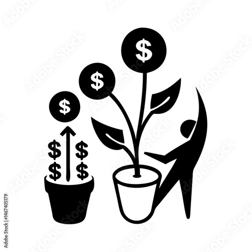 Conceptual Image of Financial Growth and Investment with a Person Caring