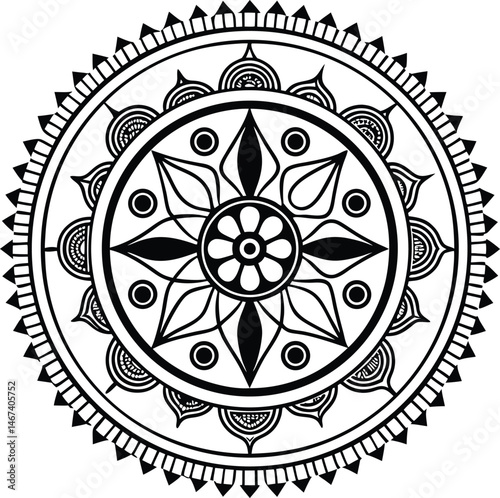Mandala illustration art for coloring book page