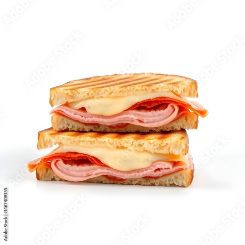 sandwich with ham and cheese on white background