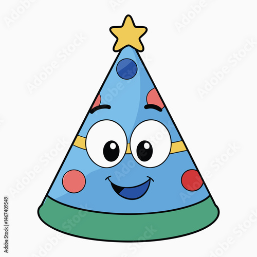christmas tree with santa hat vector