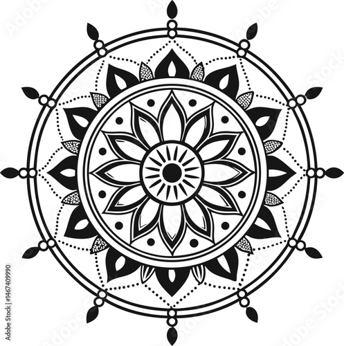 Mandala illustration art for coloring book page