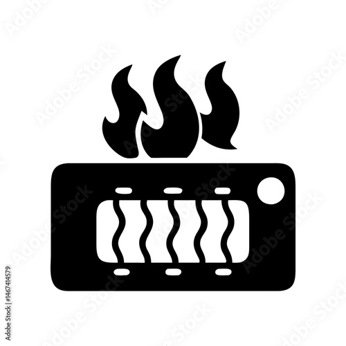 Illustration of a modern electric space heater with stylized heat waves