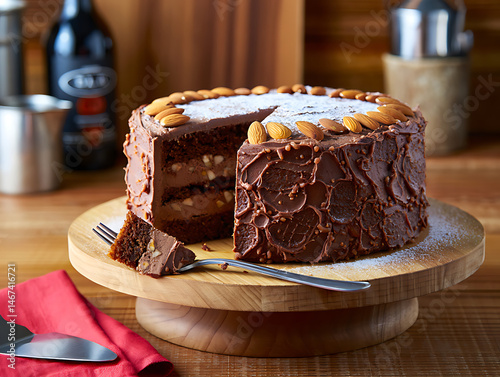 Decadent Chocolate Layer Cake with Nutella Frosting and Walnut Topping: A Rich, Indulgent Dessert