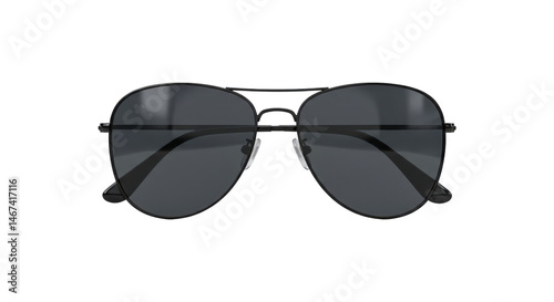 Aviator sunglasses isolated on transparent background, classic black shades png