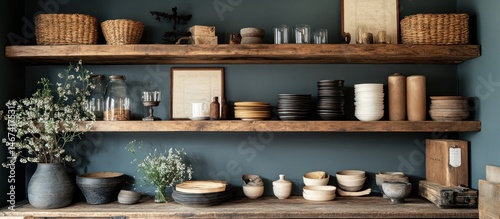 Wallpaper Mural Rustic Wooden Shelving Display Torontodigital.ca