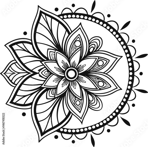 Mandala illustration art for coloring book page