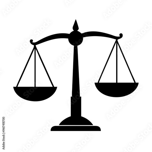 Balance scale symbol representing justice, fairness, law, and legal processes in black